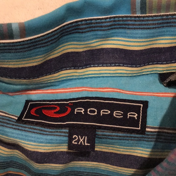 Roper Bright Plaid Country Western Button Up Shirt Long Sleeved Mens 2XL Resale - Picture 2 of 16